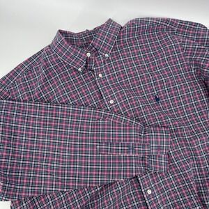 Ralph Lauren Classic Fit Plaid Button Down Shirt Men 2XB Cotton Stretch Blue Red
